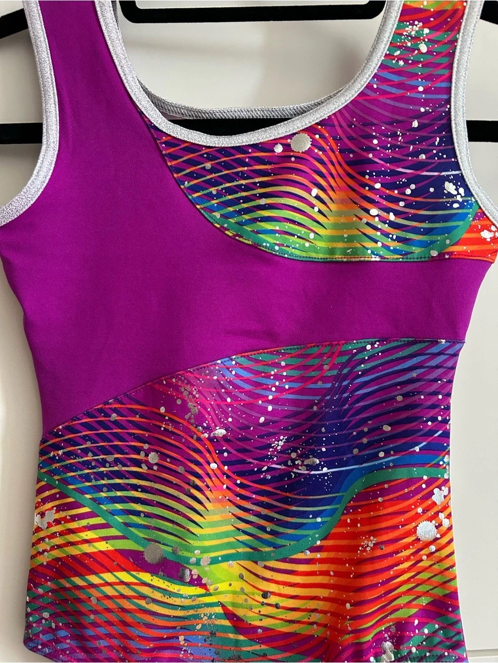 Danskin Now Purple and Multicolor Wave Gymnastics or Dance Leotard